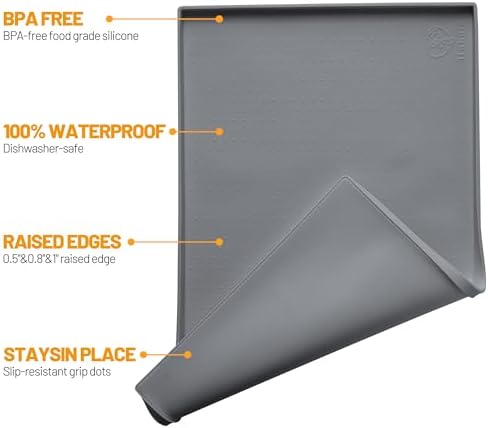 Hubulk waterproof pet placemat displaying raised edges