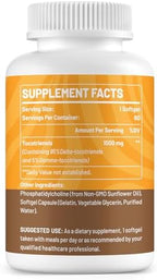 Owegel Tocotrienols 1000mg capsule bottle back label and ingredients view