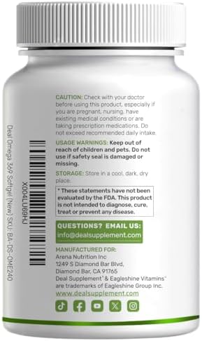 Deal Supplement Triple Omega 3-6-9 nutritional label details