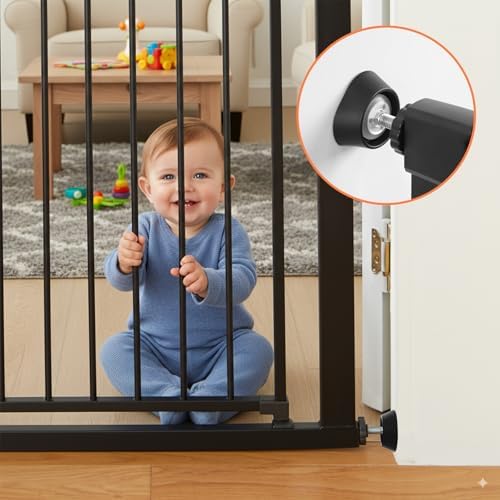 Four pack set of child safety gate wall cups showcasing the durable plastic build.