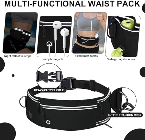 Shock absorbing bungee dog leash attached to a running waist pouch.