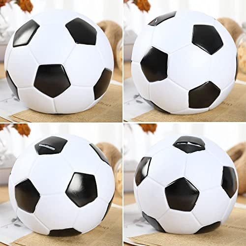 H&W soccer ball piggy bank premium packaging box side view showing specifications