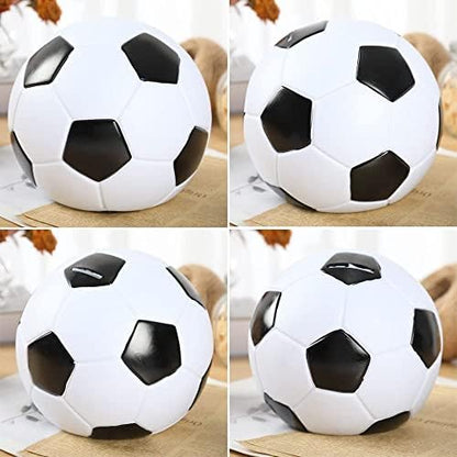 H&W soccer ball piggy bank premium packaging box side view showing specifications