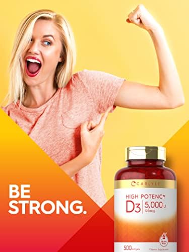 Carlyle Vitamin D3 5000 IU softgels arranged for daily wellness