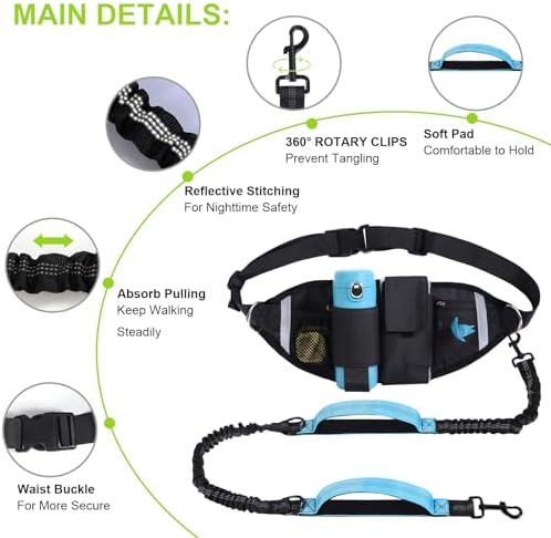 Yungaspy hands free running leash demonstrating shock absorption for large dogs
