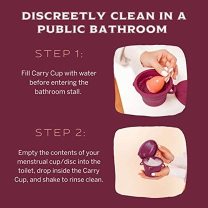 Microwavable menstrual cup sanitizing container with water for sterilization