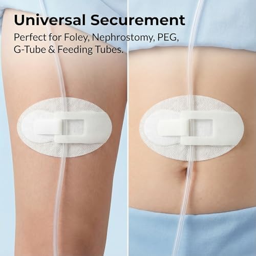 Close up of medical catheter urinary tube fixation patch