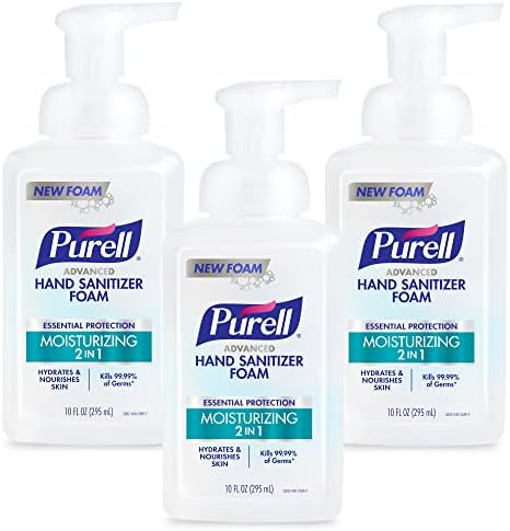 Purell Advanced Hand Sanitizer 2in1 Moisturizing Foam, Naturally Fragranced with Essential Oils, 10 oz Pump Bottle (Pack of 3), 3002-06-EC - Image 1