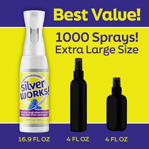 Back label of SilverWorks! shoe spray showing ingredients and usage directions