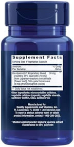 Life Extension Bio-Quercetin 30 vegetarian capsules label details