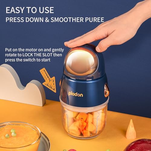 Plodon baby food maker compact food grinder showing the three hundred milliliter borosilicate glass cup.