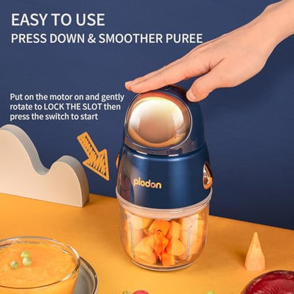 Plodon baby food maker compact food grinder showing the three hundred milliliter borosilicate glass cup.