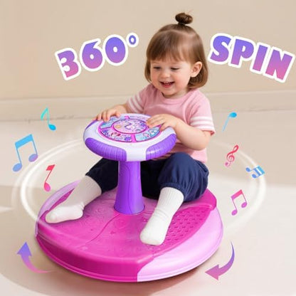 VROGTIK 360 degree spinning activity seat for toddlers with lit up LED lights and central handle.