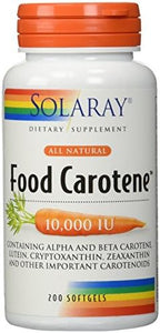 Solaray food carotene 200 count packaging side view