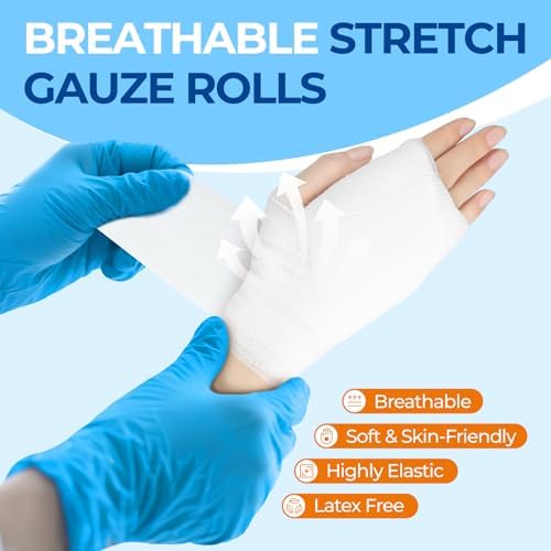 Two inch by four point one yards medical grade stretchable gauze rolls