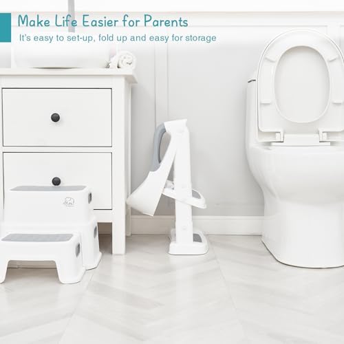 Side angle of Forbena kids potty training seat showing the stable two step ladder design