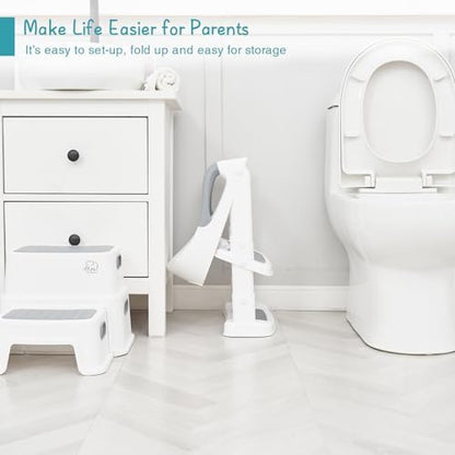 Side angle of Forbena kids potty training seat showing the stable two step ladder design