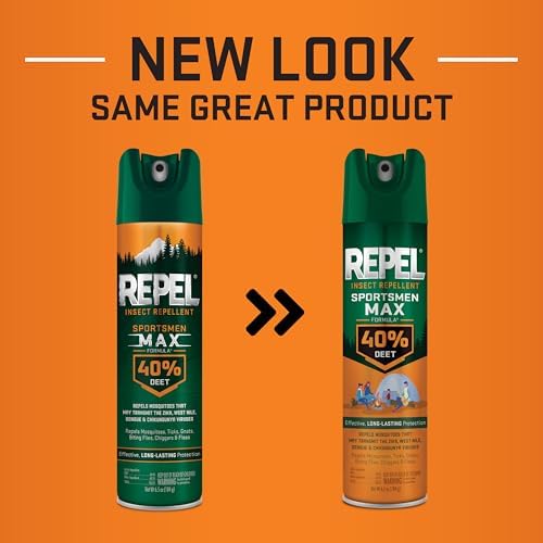 Repel heavy duty aerosol bug spray 3 pack packaging showing long lasting insect defense features.