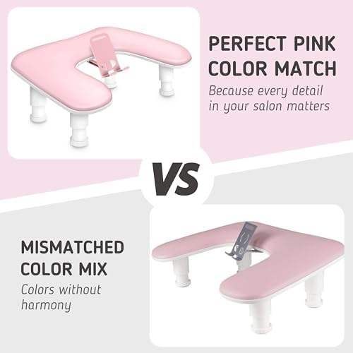 Side view of Adonafy pink manicure hand rest