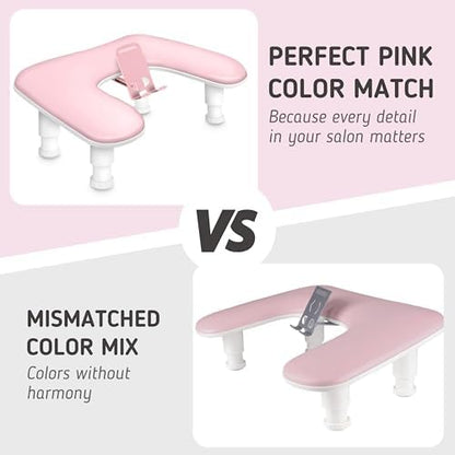Side view of Adonafy pink manicure hand rest