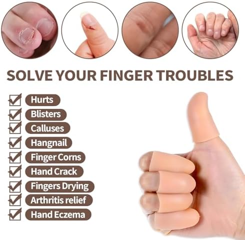 Small and large sizes of the nude silicone finger cots displayed side by side.