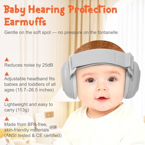 Soft adjustable headband detail of XPIY baby earmuffs.