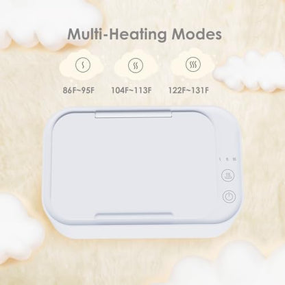 Baby wipe warmer top control buttons and interface