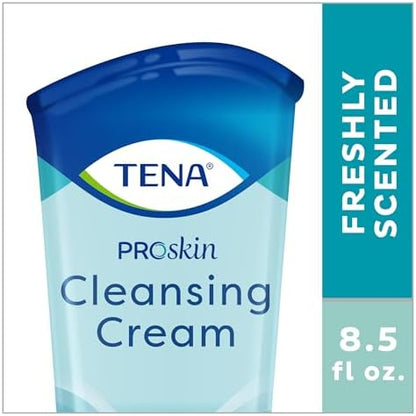 Close up of Tena Proskin body wash tube branding