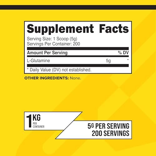 Primaforce L-Glutamine supplement facts and serving size label