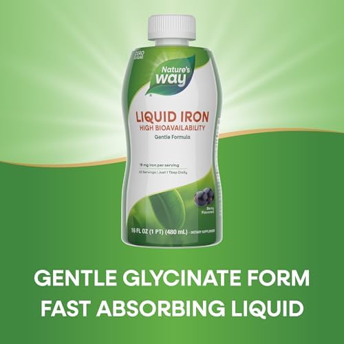 Nature's Way Liquid Iron sugar free dietary supplement packaging close up view