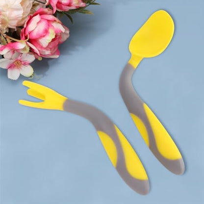 Smooth rounded tips of TOYANDONA fork and spoon for safe infant eating