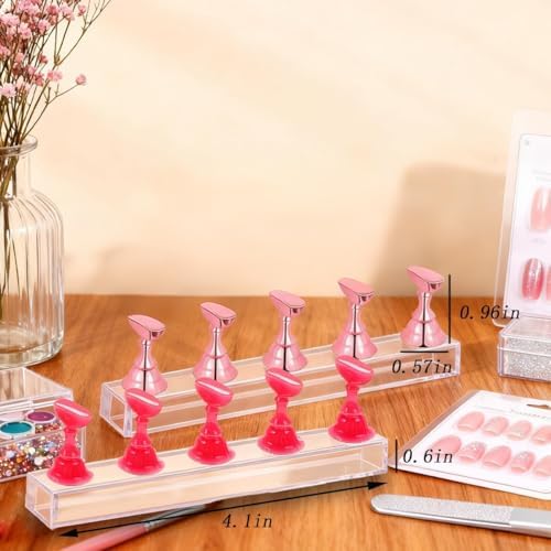 Close up of magnetic nail art stand holding fake nail tips