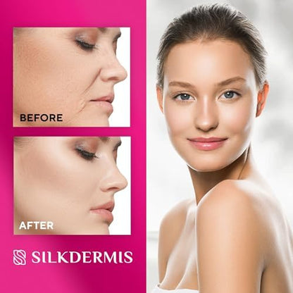 Non-invasive silicone wrinkle treatment patches for horizontal forehead lines and crow's feet.