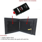 TSY TOOL leather fire wallet open with flames