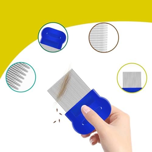 Vivificenca stainless steel comb being used for dandruff and egg removal on thick hair.