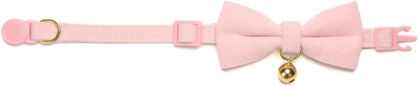 YUDOTE pink cat collar with bow tie detached alongside the main strap