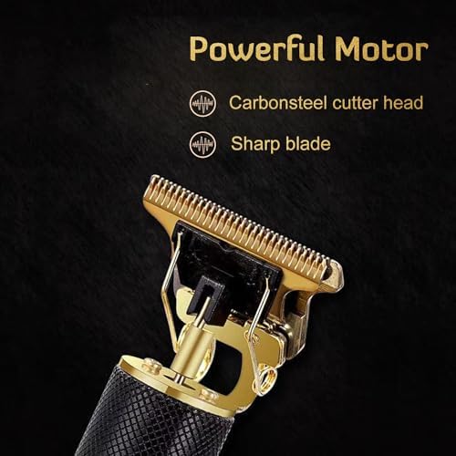 Ergonomic rechargeable beard trimmer being held to demonstrate the anti-slip textured grip.