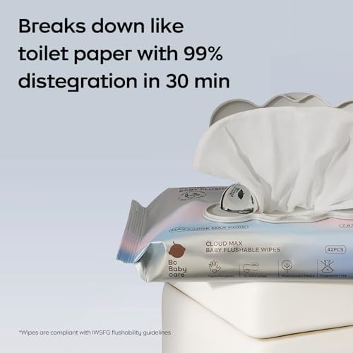 Extra large biodegradable flushable baby wipes demonstrating the thick plant fiber material texture.