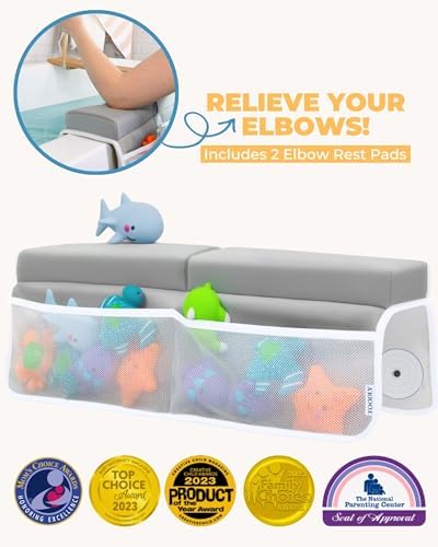 Close up of Toodly bath set toy organizer pockets