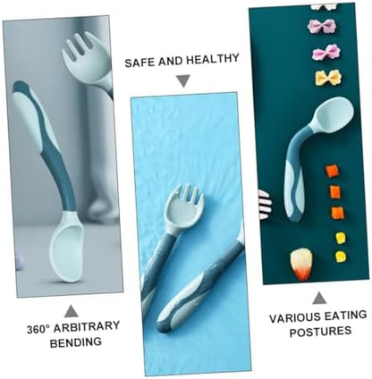 Soft food grade flexible toddler tableware set in two colors