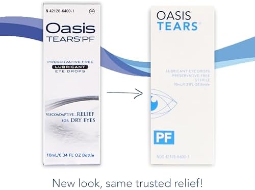 Top view of Oasis Tears eye drops bottle for sensitive eye hydration and lubrication.