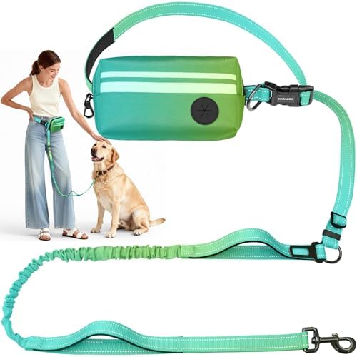 Kazazoo waist running dog leash with detachable zipper pouch filled with essentials
