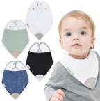 Adjustable nickel free snap closures detailed view on the neckline of the Bazzle Baby bandana bib