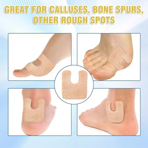 Anatomical demonstration of the self-adhesive cushion placed on the forefoot area for ball of foot pain relief.