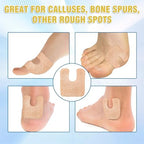 Anatomical demonstration of the self-adhesive cushion placed on the forefoot area for ball of foot pain relief.