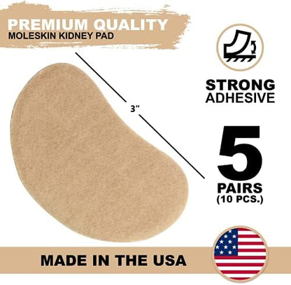 Precut kidney shaped moleskin blister bandages for foot pressure relief
