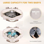 Lovevook baby bag open layout with included changing pad and pacifier case