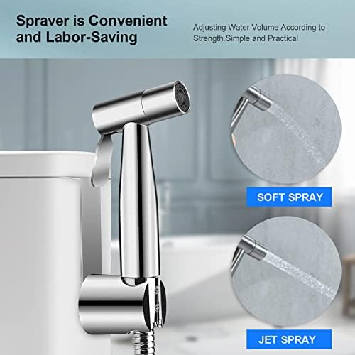Stainless steel bidet hose and brass valve assembly components