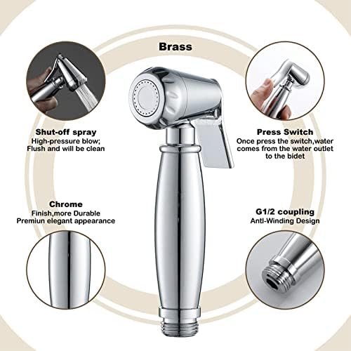 Handheld bidet sprayer mounted on bathroom wall