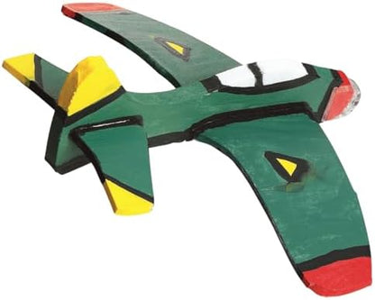 Two fully decorated foam gliders ready for indoor and outdoor flying activities